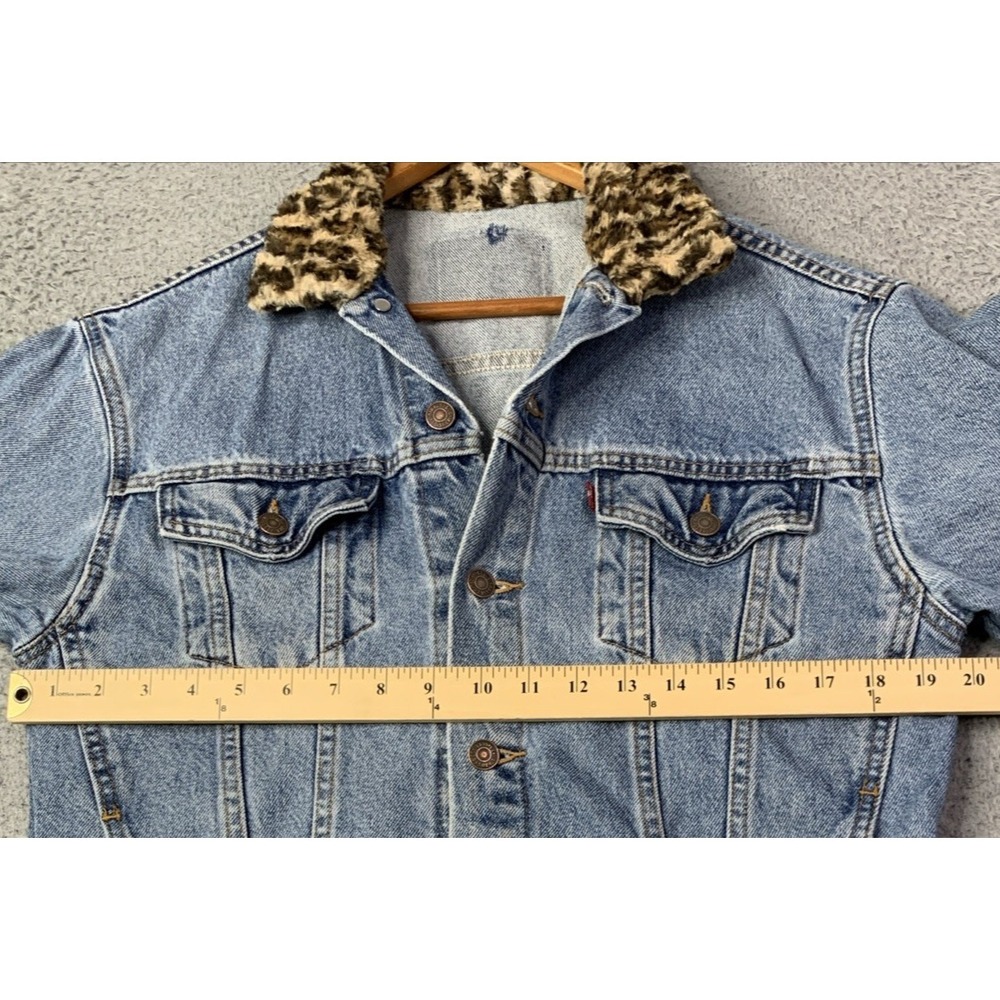 Reformation Levis Denim Jacket Womens Size Medium Collar and Cuffs Animal Print - Picture 5 of 16